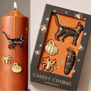 Anthropologie Candle Charm Set Black and Gold